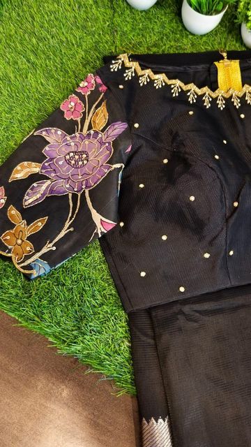 Blouse Design Ideas Latest, Latest Mission Embroidery Blouse Designs, Spring Blouse With Resham Embroidery, Designer Resham Embroidery Blouse For Spring, Floral Aari Work Blouse, Designer Green Blouse With Motifs, Blouse Works, Cutwork Blouse, Aari Blouse