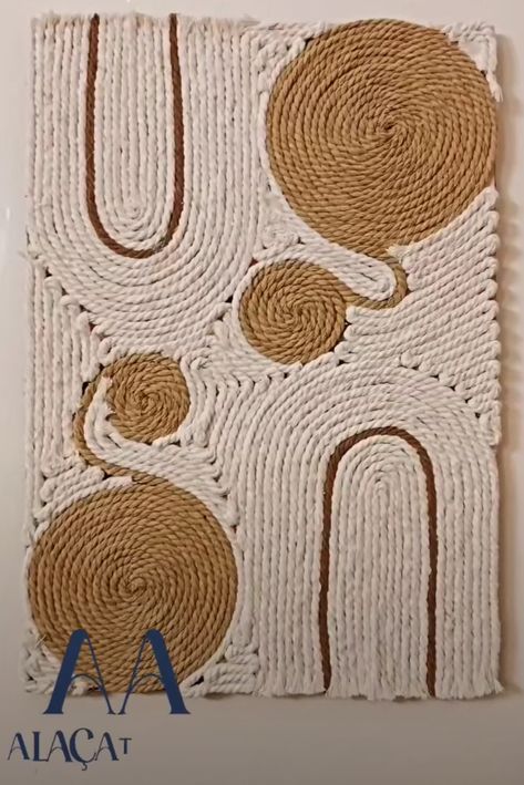 Art On Wall, Boho Art Painting, Clay Gift Tags, Simpul Makrame, Yarn Painting, Fiber Wall Art, Rope Decor, Jute Crafts, Thread Art