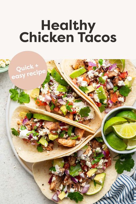 Healthy Chicken Tacos Ground Turkey Taco Recipes, Cashew Crema, Turkey Tacos Recipes, Noom Recipes, Healthy Chicken Tacos, Clean Eating Chicken, Diet Dinner, Paleo Foods, Chicken Taco Recipes