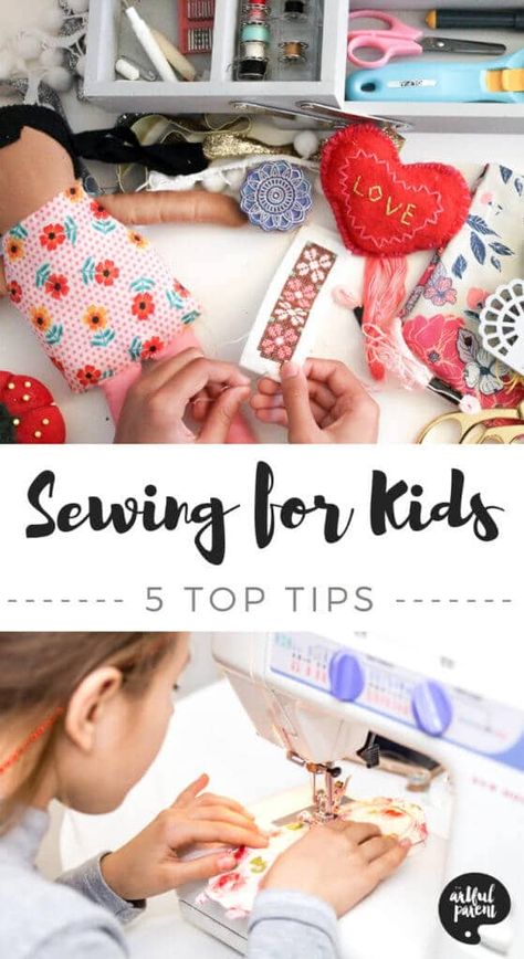 5 BEST Tips to Teach Sewing for Kids (+GIVEAWAY) Beginning Sewing, Kids Giveaway, Teaching Sewing, Hobbies For Kids, Hobbies For Women, Beginner Sewing Projects Easy, Fabric Purses, Sewing Projects For Kids, Sewing Class