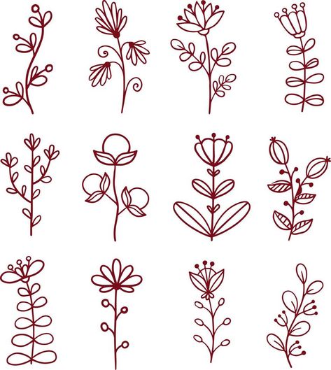 Hand Drawing Sketch, Wildflower Drawing, Flower Pattern Drawing, Doodle Flowers, Doodle Art Flowers, Fabric Drawing, Flower Outline, Free Hand Drawing, Diy Embroidery Patterns