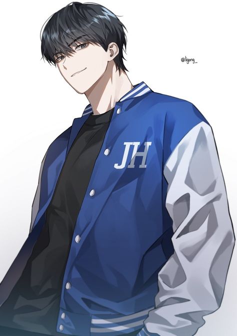 Anime Man Pose, Anime Guy Outfits, School Webtoon, Basketball Drawings, Jacket Drawing, Male Outfit, Basketball Anime, Warrior Concept Art, Boy Drawing