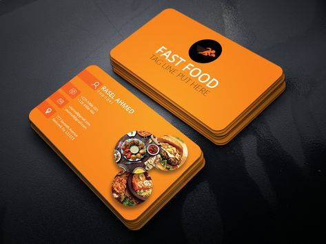 Restaurant Card Design, Tea Store Design, Restaurant Card, Orange Office, Food Business Card, Business Card Design Minimalist, Restaurant Business Cards, Professional Business Card Design, Visiting Card Design