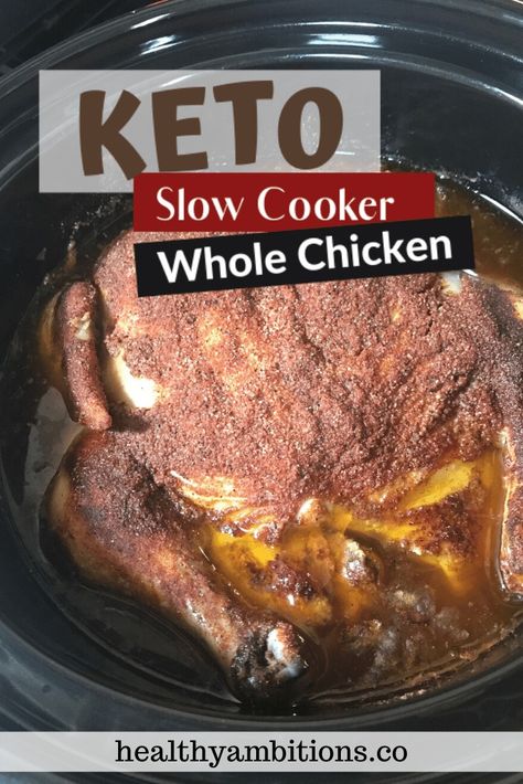 Slow Cooker Whole Chicken Recipe Low Carb Whole Chicken Recipes, Keto Whole Chicken Recipes, Whole Chicken In The Crockpot, Chicken Slowcooker, Slow Cooker Whole Chicken, Aip Chicken, Chicken In The Crockpot, Whole Chicken Recipe, Keto Meal Ideas