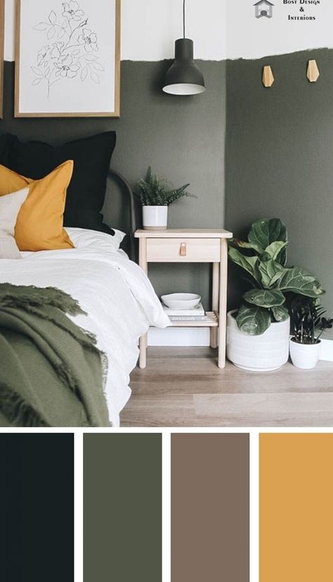 Bedroom Colour Palette, Bedroom Color, Room Color Schemes, Fall Color Palette, Bedroom Color Schemes, Master Bedrooms, Bedroom Green, Fall Color, Room Inspiration Bedroom