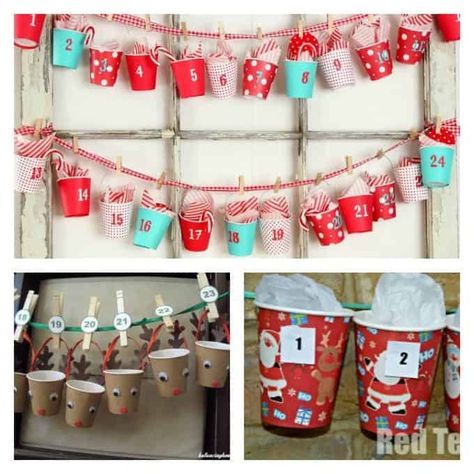 Here are some super cute ideas for turning foam or paper cups into advent calendars. You can find colorful paper cups at the dollar store or party supply store. Homemade Advent Calendars, Calendar Craft, Christmas Decorations Cheap, Advent Calenders, Advent Calendars For Kids, Diy Advent Calendar, Cheap Christmas, Countdown Calendar, Days Until Christmas