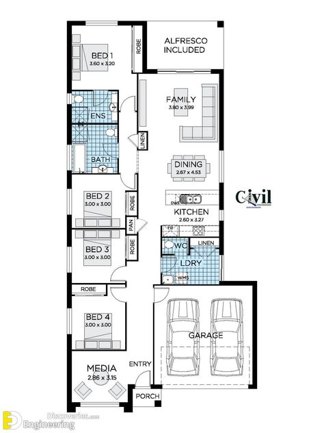 RISE - NSW House Design With 4 Beds | Engineering Discoveries 50 Sqm House Design, House Design 2 Storey, Rawson Homes, Modern Home Designs, Single Storey House Plans, Single Story Homes, Home Designs, Big Houses, Large Homes