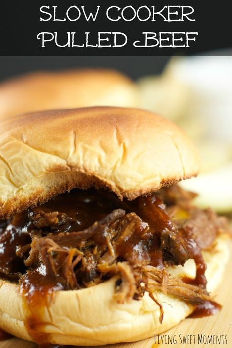 Pulled Beef Sauce Recipe, Texas Bbq Beef Sandwiches, Pulled Moose Recipe, Roast Beef On A Bun, Beef On A Bun For A Crowd, Moose Roast, Slow Cooker Pulled Beef, Slow Cooker Bbq Beef, Bbq Beef Sandwiches