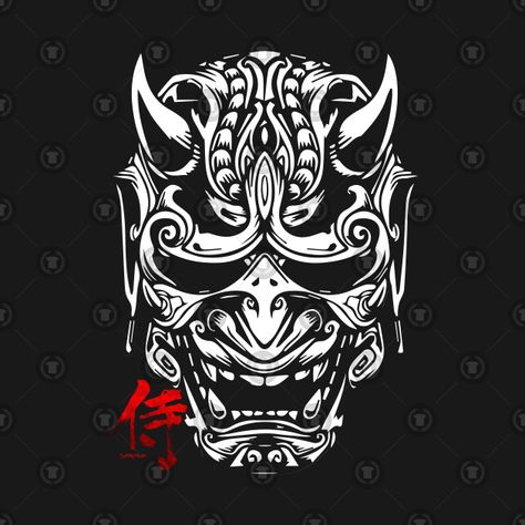 Samurai Mask Design, Samurai Mask Tattoo, Mascara Oni, Japanese Demon Mask, Oni Art, Japanese Mask Tattoo, Animal Stencil Art, Oni Mask Tattoo, Aztec Mask