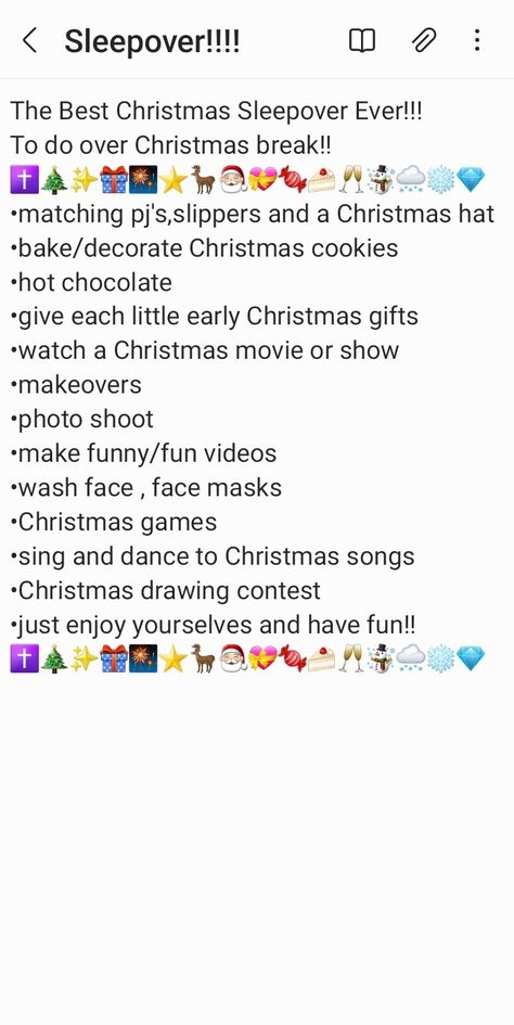 Things To Do At Christmas Sleepover, Christmas Sleepover Ideas List, Ideas For Christmas Sleepover, Christmas Plans With Friends, Christmas Sleepover Idea, Sleepover Ideas Christmas, Christmas Sleepover Activities, What To Do At A Christmas Sleepover, Things To Do At A Christmas Sleepover