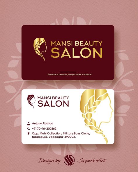 #Beauty_Salon #BusinessCard #Visiting_Card Beauty Salon Card Design, V Card, Premium Business Cards, Visiting Card Design, Visiting Card, Beauty Parlor, Card Business, Cake Decor, Visiting Cards