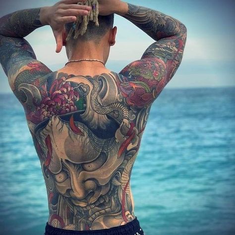 Vietnamese Back Tattoo, Japanese Back Piece Tattoo, Traditional Tattoo Back Piece, Japanese Back Tattoo, Full Chest Tattoos, Backpiece Tattoo, Niigata Japan, Yakuza Tattoo, Back Piece Tattoo