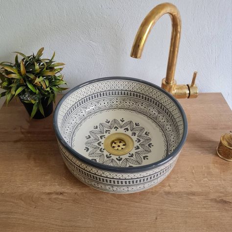 Gray Mid Century Modern Bowl Sink Bathroom Vessel Washbasin - Etsy UK White Grey Paint, Modern Bowl, Ceramic Sinks, Eco Friendly Decor, Grey Ceramics, Bowl Sink, Mid Century Ceramics, Vessel Sinks, Sink Bathroom