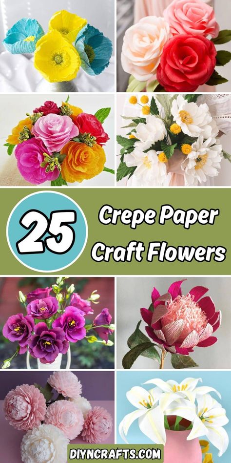 25 Crepe Paper Craft Flowers: Ideas, Patterns, and Tutorials Crafts Using Crepe Paper Streamers, Crepe Flowers Diy, Paper Flower Templates Free Printable, Crepe Paper Flowers Wedding, Crepe Paper Craft, Paper Craft Flowers, Free Paper Flower Templates, Crepe Paper Flowers Tutorial, Paper Flowers Wedding Bouquet