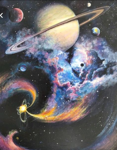 Galactic Aesthetic, Planet Painting, Planet Drawing, Space Drawings, Arte Peculiar, Space Painting, Planets Art, Galaxy Painting, Abstract Expressionism Art