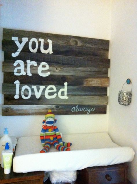 Barn wood wall art - "You are Loved" - so perfect for the nursery! #walldecor Foster Bedroom, Lumberjack Nursery, Barnwood Wall Art, Baby Room Ideas, Sweet Nursery, Wood Nursery, Barnwood Wall, You Are Loved, Project Nursery