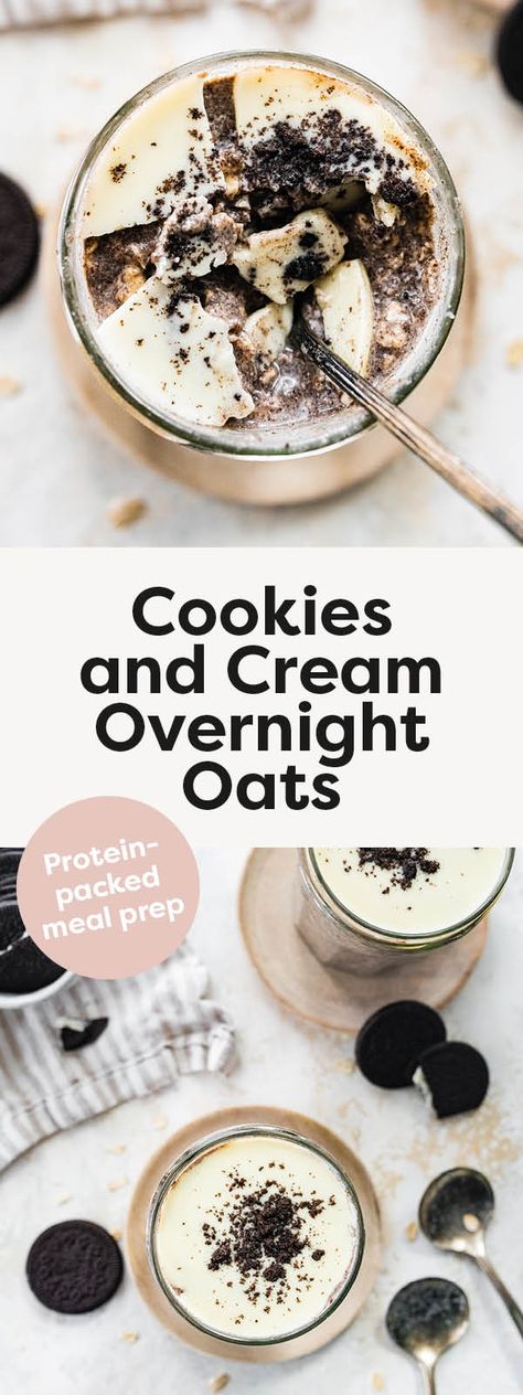 Cookie And Cream Overnight Oats, No Bake Cookies Overnight Oats, Cookies N Cream Overnight Oats, Cookies And Cream Overnight Oats Healthy, Cookies And Cream Oatmeal, Crunchy Overnight Oats, Overnight Oats Cookies And Cream, Cookies And Cream Overnight Oats, Overnight Oats With Protein Powder