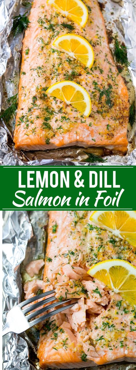 Foil Wrapped Salmon, Lemon Dill Salmon, Easy Salmon Recipe, Salmon Baked, Dill Recipes, Dill Salmon, Salmon In Foil, Garlic Butter Salmon, Butter Salmon