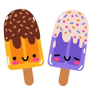 Ice Cream Cartoon Drawing, Kawaii Ice Cream, Ice Cream Popsicles Drawing, Cute Ice Cream Drawings Kawaii, Popsicle Clipart, Clip Art Ice Cream, Ice Cream Cute, Kawaii Doodles, Cute Kawaii Drawings