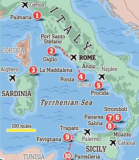 A guide to ten stunning secret Italian islands away from the obvious hotspots | Daily Mail Online Italian Islands, Souvenir Store, Lost World, Travel News, Catania, Sardinia, Archipelago, Palermo, Italy Travel