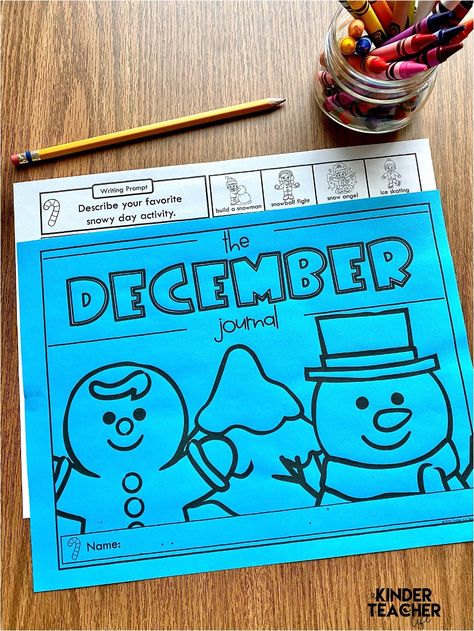 December Journal Prompts, Ideas To Write About, December Journal, Writing Center Kindergarten, Free Writing Prompts, Writing Conventions, Kindergarten Writing Prompts, Holiday Worksheets, Sounding Out Words