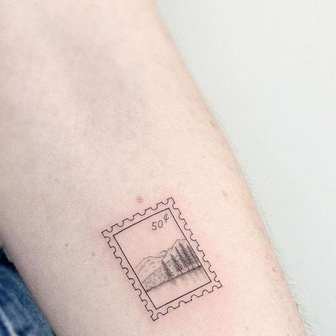 Vermont Outline Tattoo, Stamp Tattoo Ideas Postage, Montana Tattoo Ideas Simple, Michigan Themed Tattoos, Oregon Postage Stamp Tattoo, Canada Stamp Tattoo, Nature Stamp Tattoo, Oregon Stamp Tattoo, Hiking Boots Tattoo