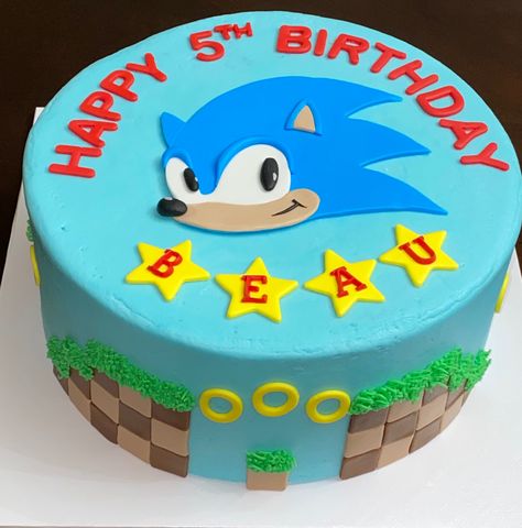 Birthday Cake Without Fondant, Simple Sonic Cake, Cake Without Fondant, Sonic Cakes, Cakes Without Fondant, Sonic Birthday Cake, Sonic The Hedgehog Cake, Sonic Cake, Lamb Cake