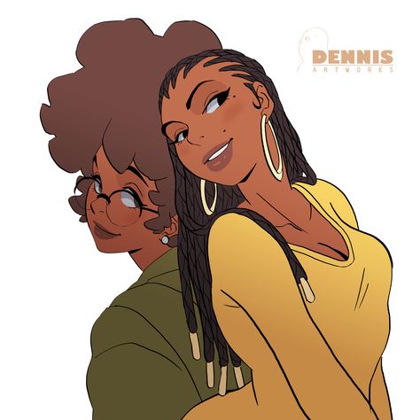 ArtStation - Sisters, David Dennis Sisters Art, Black Cartoon Characters, Black Artwork, Black Cartoon, Black Love Art, Black Art Pictures, Dope Art, Afro Art, Linnet