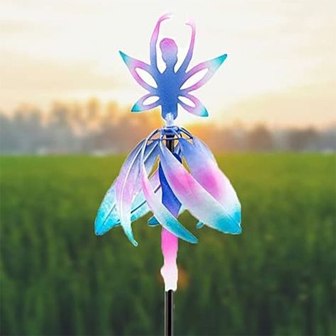 Fairy Ballerina Wind Chime Fairy Ballerina, Metal Wind Spinners, Holiday Angel, Wind Sculptures, Camping Decor, Creative Colour, Wind Spinners, Metal Crafts, Garden Ornaments