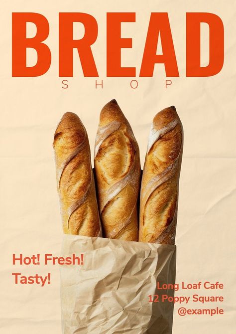 Bread shop  poster template | premium image by rawpixel.com / MooMint Bakery Poster, Bread Bakery, Bread Shop, Shop Poster, Bread Loaf, Flower Stencil, Loaf Bread, Poster Template, Poster Design