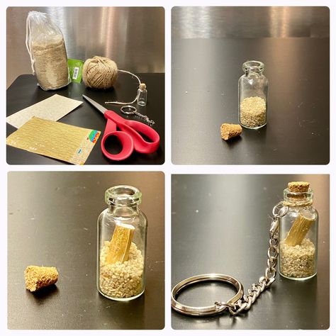 Bottle Keychain Diy, Glass Bottle Keychain, Message Bottle, Bottle Keychain, Starbucks Drinks Diy, Starbucks Diy, Cork Diy, Mini Glass Bottles, Mini Bottle