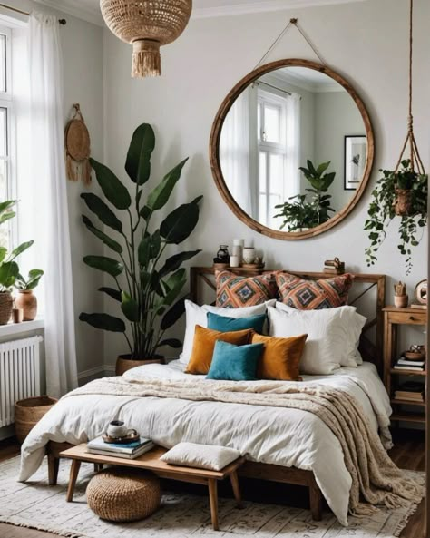 20 Minimalist Boho Bedroom Ideas That Are Simple, Yet Trendy – ToolzView Guest Bedroom Simple Ideas, Apartment Bedroom Ideas For Couples Cozy, Small Bohemian Bedroom Ideas, Scandi Boho Bedroom, Afro Boho Bedroom, Modern Boho Bedroom Ideas, Function Aesthetic, Minimal Bedroom Ideas, Boho Bedroom Diy