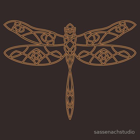 Celtic Dragonfly in Amber by sassenachstudio Celtic Dragonfly, Dragonfly Drawing, Garter Tattoo, Dragonfly Tattoo Design, Celtic Tattoo, Dragonfly In Amber, Dragonfly Dreams, Celtic Patterns, Dragonfly Art