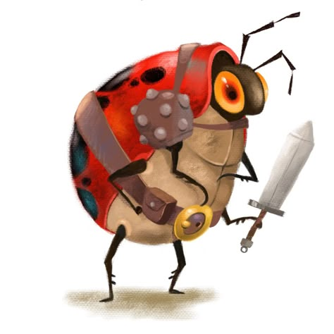 Ladybug Character Design, Bug Character Design, Bug Character, Bug People, Ladybug Pictures, 3d Sketch, Fantasy Novel, Dungeon Master, Cartoon Character Design