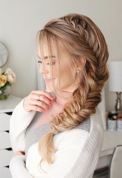 Side Fishtail Braid, Braided Hairstyles For Long Hair, Long Hair Braids, Fish Tail Side Braid, Best Braid Styles, Fishtail Braid Hairstyles, Braid Inspiration, Side Braid Hairstyles, Braid Hairstyle