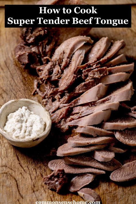 Our simple recipe for cooking tender cow or beef tongue that can be served hot or cold. The easy way to prepare delicious ox tongue. Beef Tounge Recipes Crock Pot, Ox Tongue Recipe, Cow Tongue Recipe, Lengua Tacos, Tongue Recipes, Cow Tongue, Ox Tongue, Backstrap Recipes, Offal Recipes