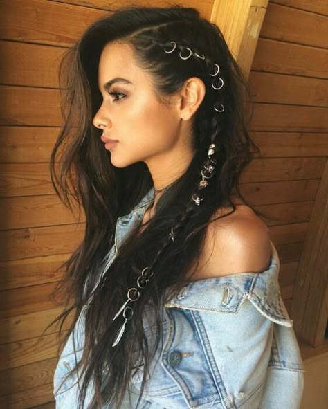 Pirate Hair, Festival Make Up, Fun Hairstyles, Hair Styles 2017, Festival Hair, Boho Hairstyles, Long Curly Hair, Long Black, Hair Day