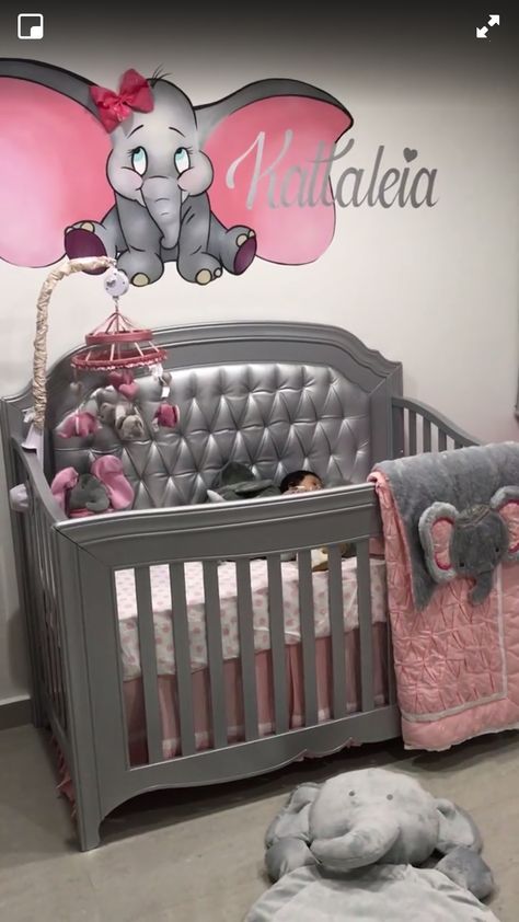 Luxury Baby Crib, Nursery Murals, Elephant Themed Nursery, Baby Decorations, Girl Nursery Themes, Baby Room Themes, Baby Nursery Themes