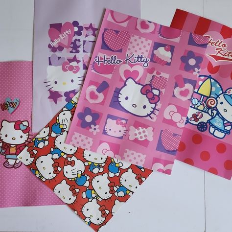 New Hello Kity - Sanrio Bundle Of Five (5) Hello Kitty Paper Book Covers / Notebook Wrapping Papers / Posters. For The Real Kitty Fans. Do You Remember These? Includes All Five Shown In Pictures And Video. Perfect For Your Books, Agendas, As A Frame Wall Poster, Or For Your Kids' Notebooks. Tags: Vintage | 90s | Pink | Red | School | Back To School | Backpack | Essential | Y2k | Dolls Kill | Hot Topic | Japan | Korea | Anime | Doll | Cat | Animal | Punk | Rock | Girly | Floral | Flower | Polka D Hello Kitty School Supplies, Hello Kitty Halloween Costume, Hello Kitty Paper, Korea Anime, Paper Book Covers, Hello Kitty School, School Backpack Essentials, Back To School Backpack, Hello Kitty Y2k