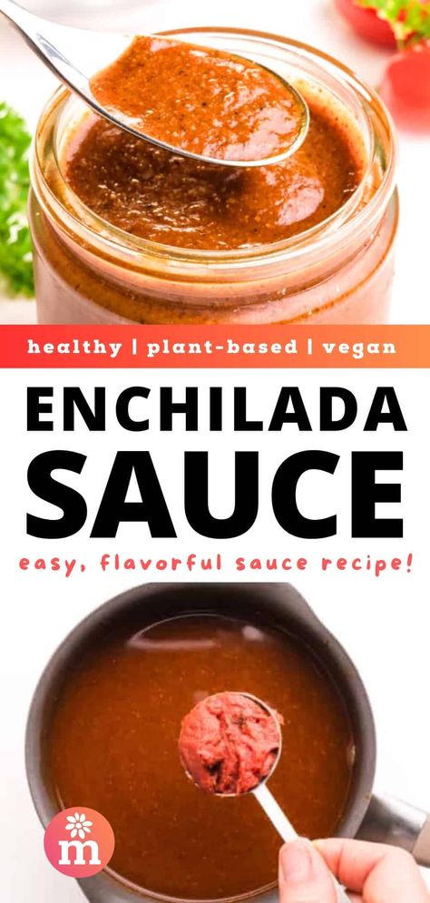 Vegan Mexican Sauce, Vegan Enchilada Sauce, Easy Red Enchilada Sauce, Enchilada Sauce Recipe, Enchilada Sauce Easy, Vegan Taco Salad, Vegan Enchiladas, Mexican Sauce, Recipes With Enchilada Sauce