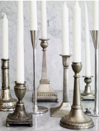 Grey Weddings, Candlestick Collection, Pewter Candlesticks, Antique Candle Sticks, Room Fireplace, Silver Candlesticks, Vintage Candlesticks, Silver Decor, Gray Matters