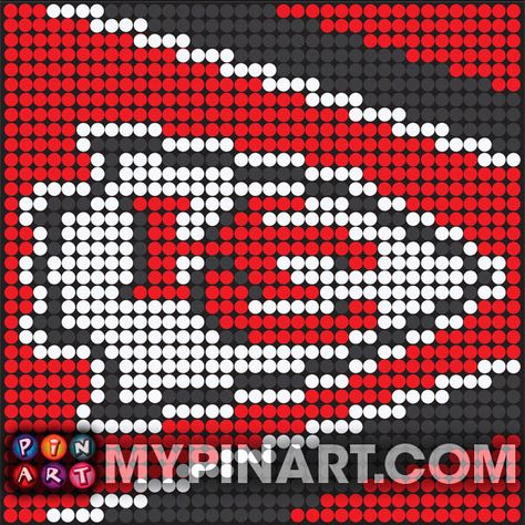 Pushpin Art Kansas City Chiefs Kansas City Chiefs Perler Bead Patterns, Kc Chiefs Perler Beads, Kc Chiefs Crafts, Plastic Canvas Kansas City Chiefs, Chiefs Cross Stitch Pattern, Kansas City Chiefs Beaded Earrings, Plastic Canvas Patterns Free Nfl, Nfl Plastic Canvas Patterns, Kansas City Chiefs Craft