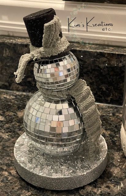 Snowman Disco Ball, Diy Mirror Ball, Disco Ball Snowman, Designer Board, Custom Wreath, Snowman Decor, Tree Custom, Decor Mirror, Wreath Making Supplies