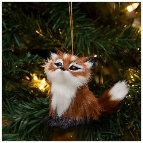 Fox Ornaments, Fox Christmas, Modern Christmas Decor, Spirit Of Christmas, Owl Ornament, Round Eyes, Family Night, Forest Friends, Animal Ornament