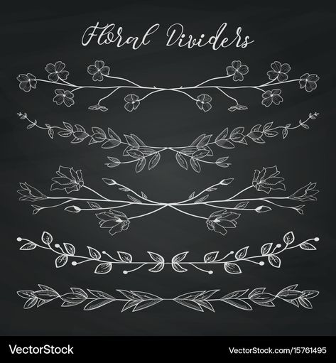 Flowers On Chalkboard, Doodle Dividers, Floral Dividers, Chalkboard Flowers, Chalkboard Texture, Herbs Plants, Chalkboard Drawings, Plant Vector, Chalk Drawings