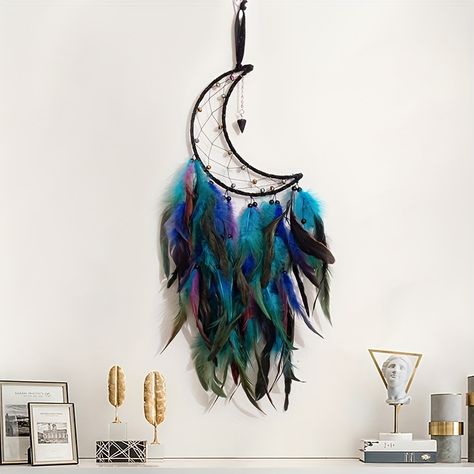 1pc Moon Dream Catcher Handmade Feathers Home Decoration Wall Living Room Bedroom Garden Friends Birthday Gifts Girls Gifts - Home & Kitchen - Temu Moon Dream Catcher, Bedroom Boy, Moon Dreamcatcher, Ornament Wall, Handmade Dreamcatcher, Beautiful Symbols, Wall Ornaments, Girls Handmade, Garden Wall Art