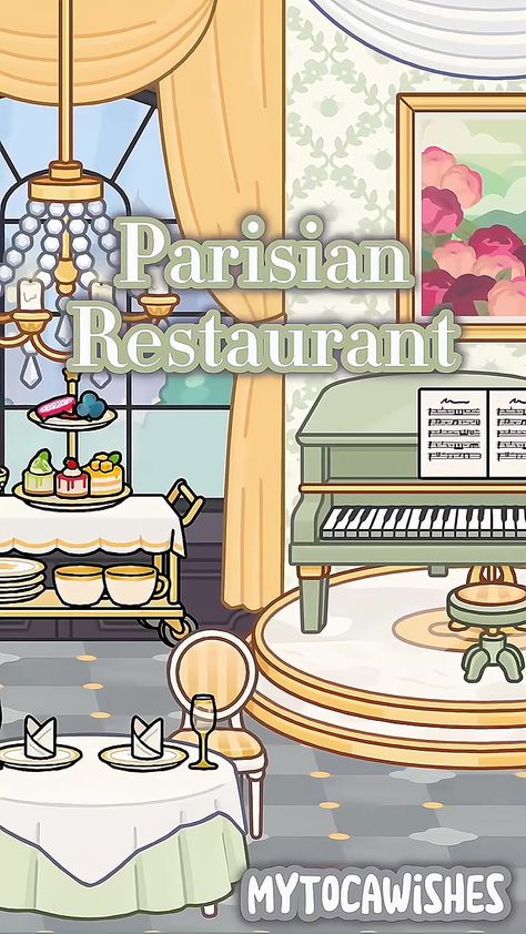 Make Your Day Toca Boca Restaurant Ideas, Toca Boca Hotel Ideas, Parisian Restaurant, Restaurant Building, Cozy Restaurant, Toca Life, 5 Star Hotels, Make Your Day, House Ideas