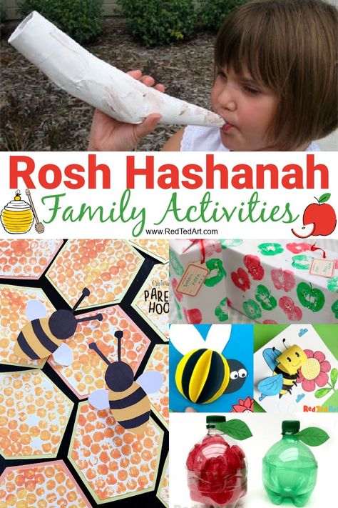 Rosh Hashanah Activities for Families - Red Ted Art - Kids Crafts Rosh Hashanah Crafts For Toddlers, Rosh Hashana Montessori, Preschool Rosh Hashanah Crafts, Rosh Hashana Arts And Crafts, Rosh Hashanah Activities For Kids, Rosh Hashana Crafts Kindergarten, Rosh Hashana Cards For Kids, Rosh Hashana Activities For Kids, Jewish Preschool Activities