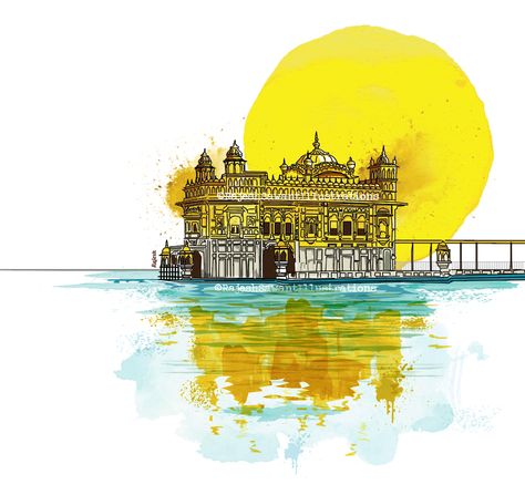 Golden Temple. Amritsar Golden Temple Painting, Horse Polo, Golden Temple Amritsar, Paintings Tutorials, Golden Temple, Watercolor Paintings Tutorials, Amritsar, Painting Tutorial, Watercolor Paintings