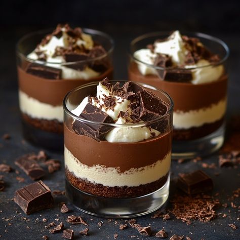 Desert Aesthetic Food, Dark Desserts, Summer Cheesecake Recipes, Chocolate Dessert Ideas, Mouse Dessert, Mocha Desserts, Chocolate Mousse Cups, Dark Chocolate Desserts, Aesthetic Desserts